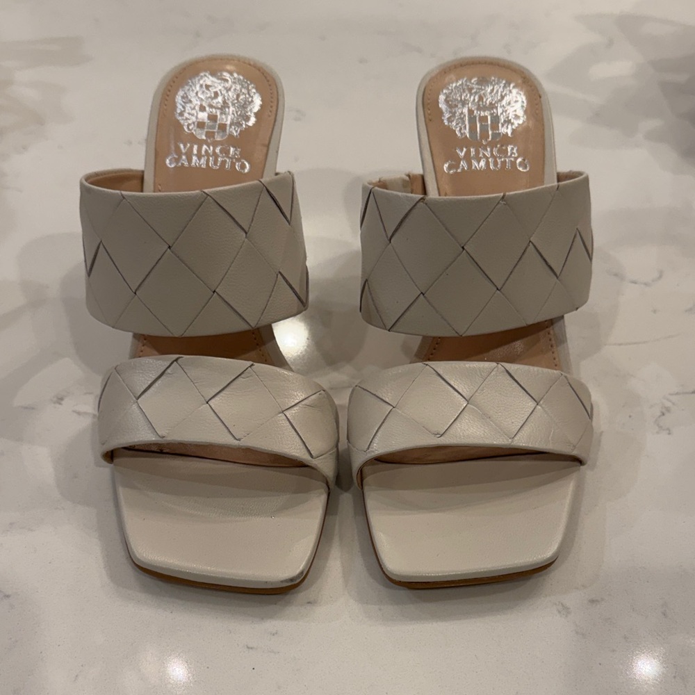 Vince Camuto Women's Woven Cream Mules